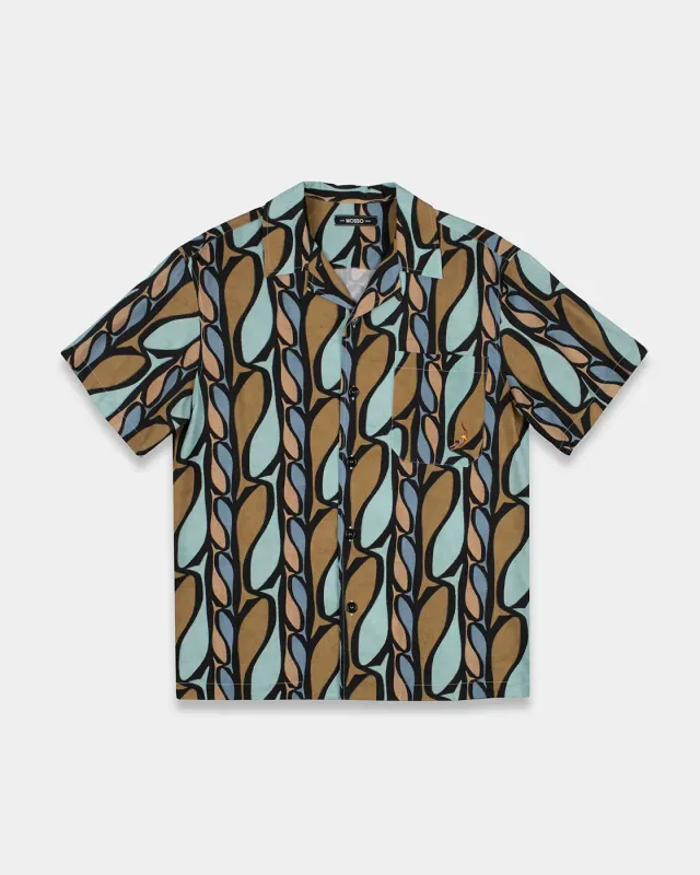 Mosso Sunwear Pesci camicia Tencel fantasia pesci marrone