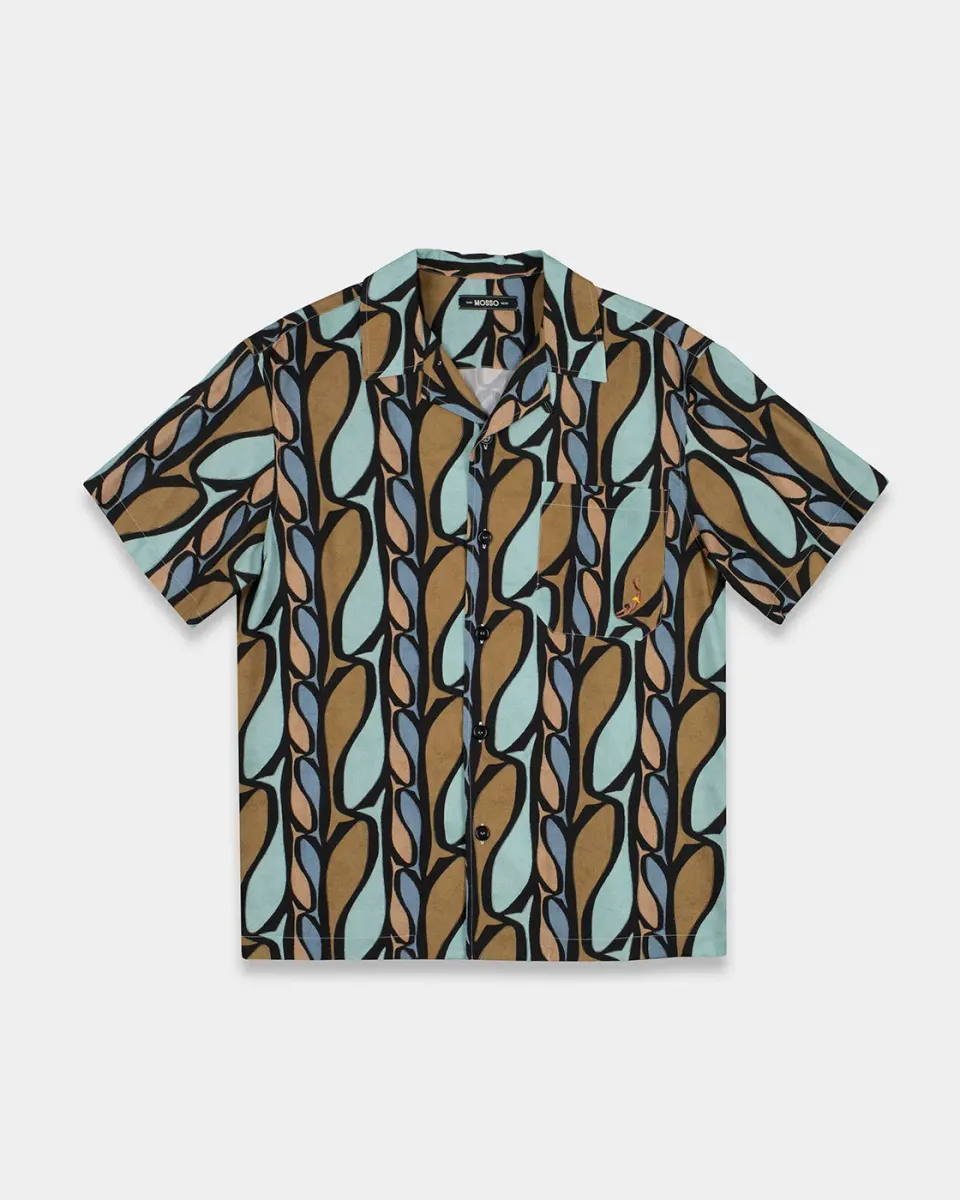 Mosso Sunwear Pesci camicia Tencel fantasia pesci marrone