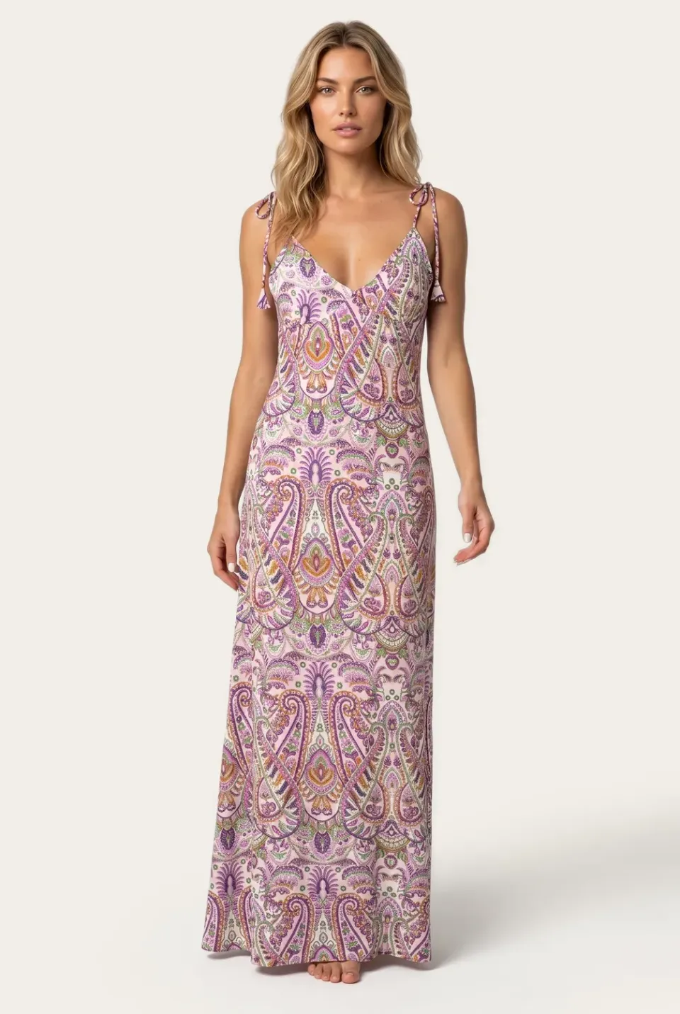 4Giveness Paisley Bloom abito lungo fantasia scollato