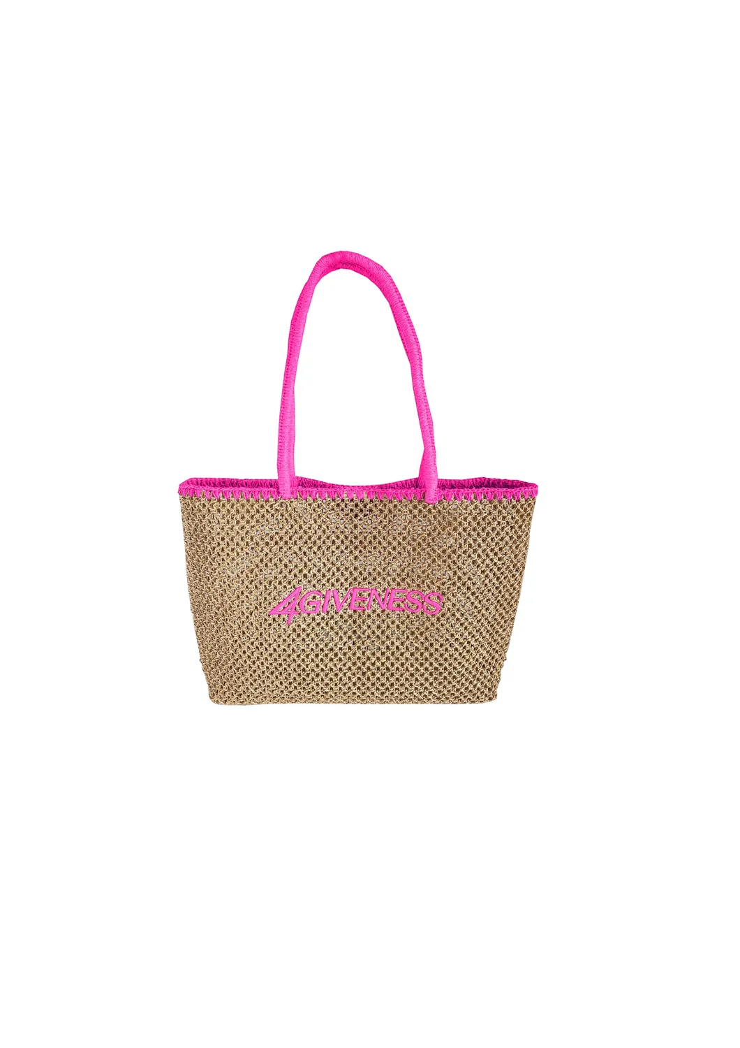 4Giveness borsa cartapaglia ricamo nera