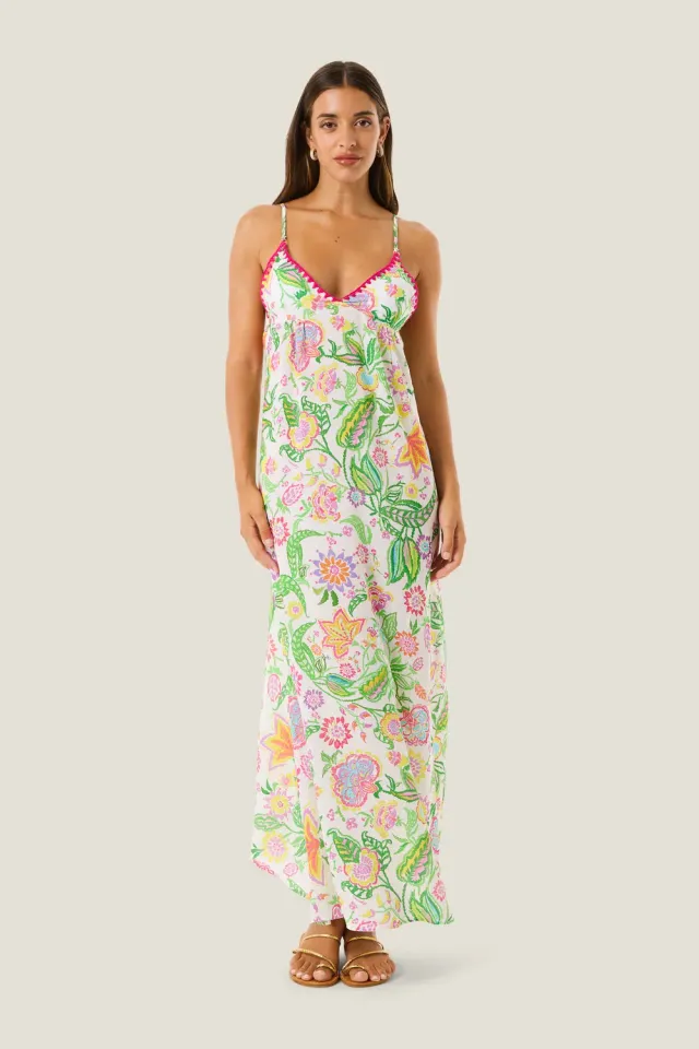 4 Giveness Flowers Colors vestito lungo morbido fantasia fiori
