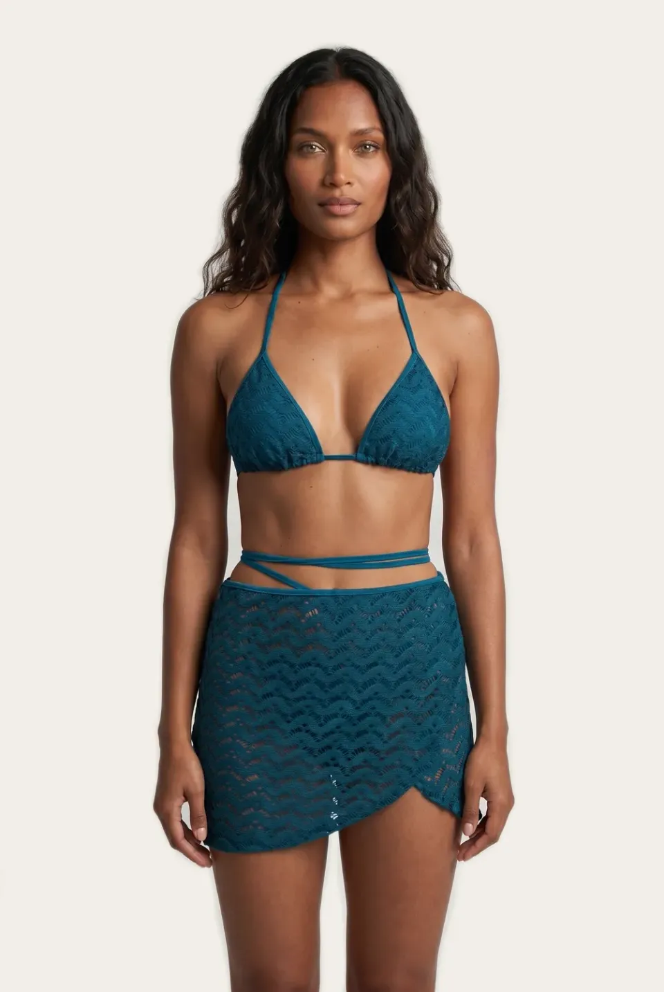 4Giveness Pareo Mesh Crochet gonna mare nero rete