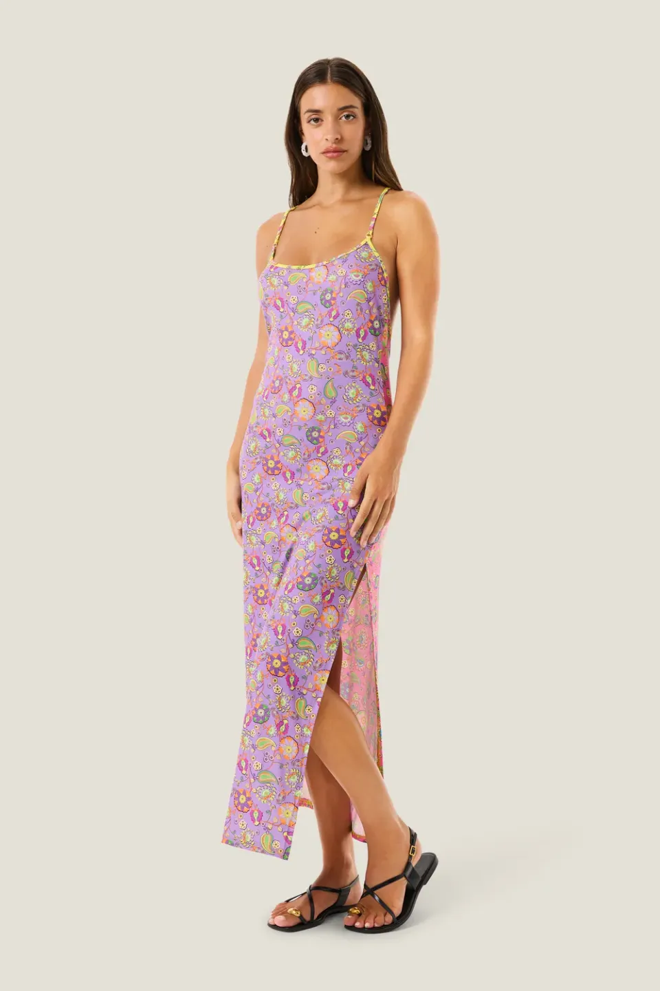 4 Giveness Boho Chic abito lungo scollato leggero