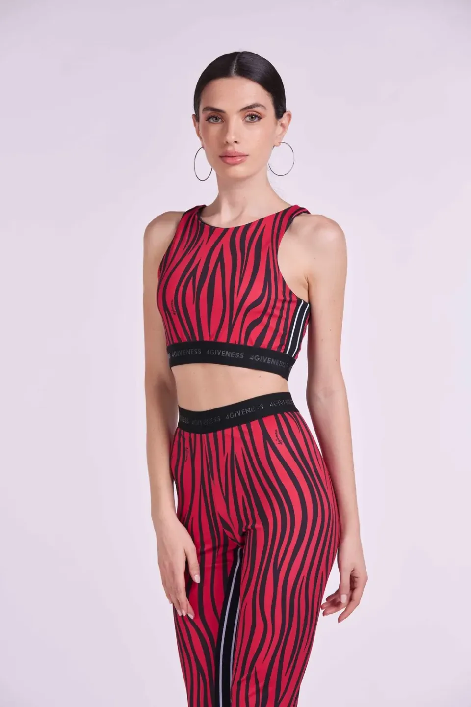 4 Giveness Zebra Logo top lycra zebrato nero