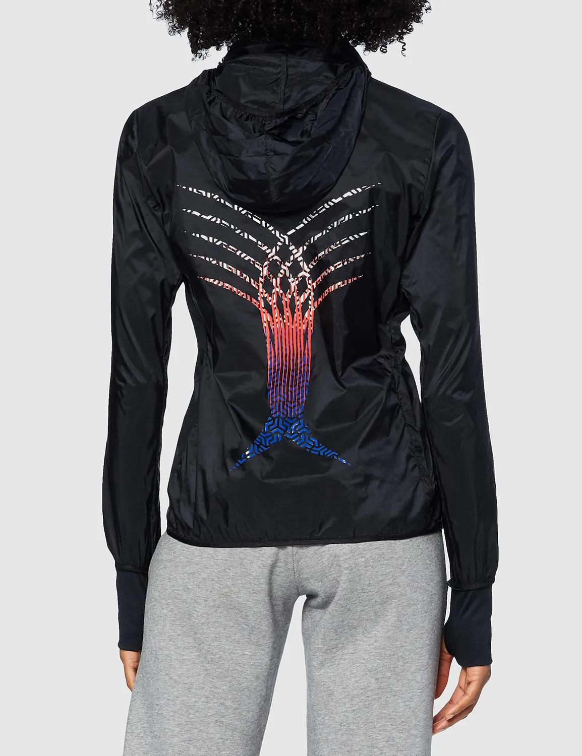 Arena Windbreaker giacca antivento donna nero-rosso L