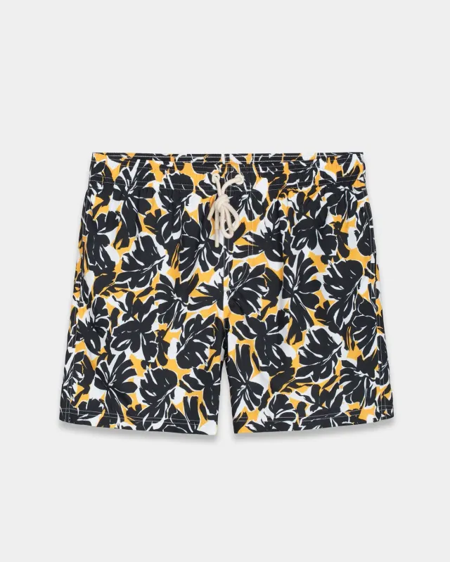 Mosso Sunwear Foliage boxer mare nero foglie gialle