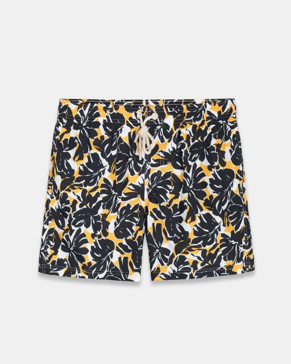 Mosso Sunwear Foliage boxer mare nero foglie gialle