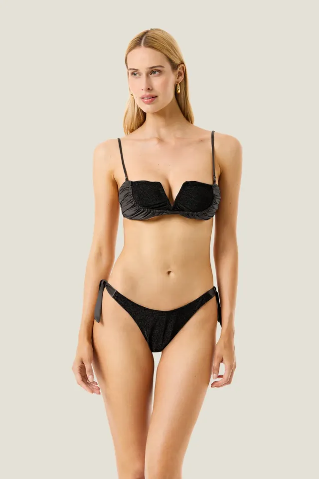 4 Giveness Resort Glossy Touch bikini balconcino nero lurex