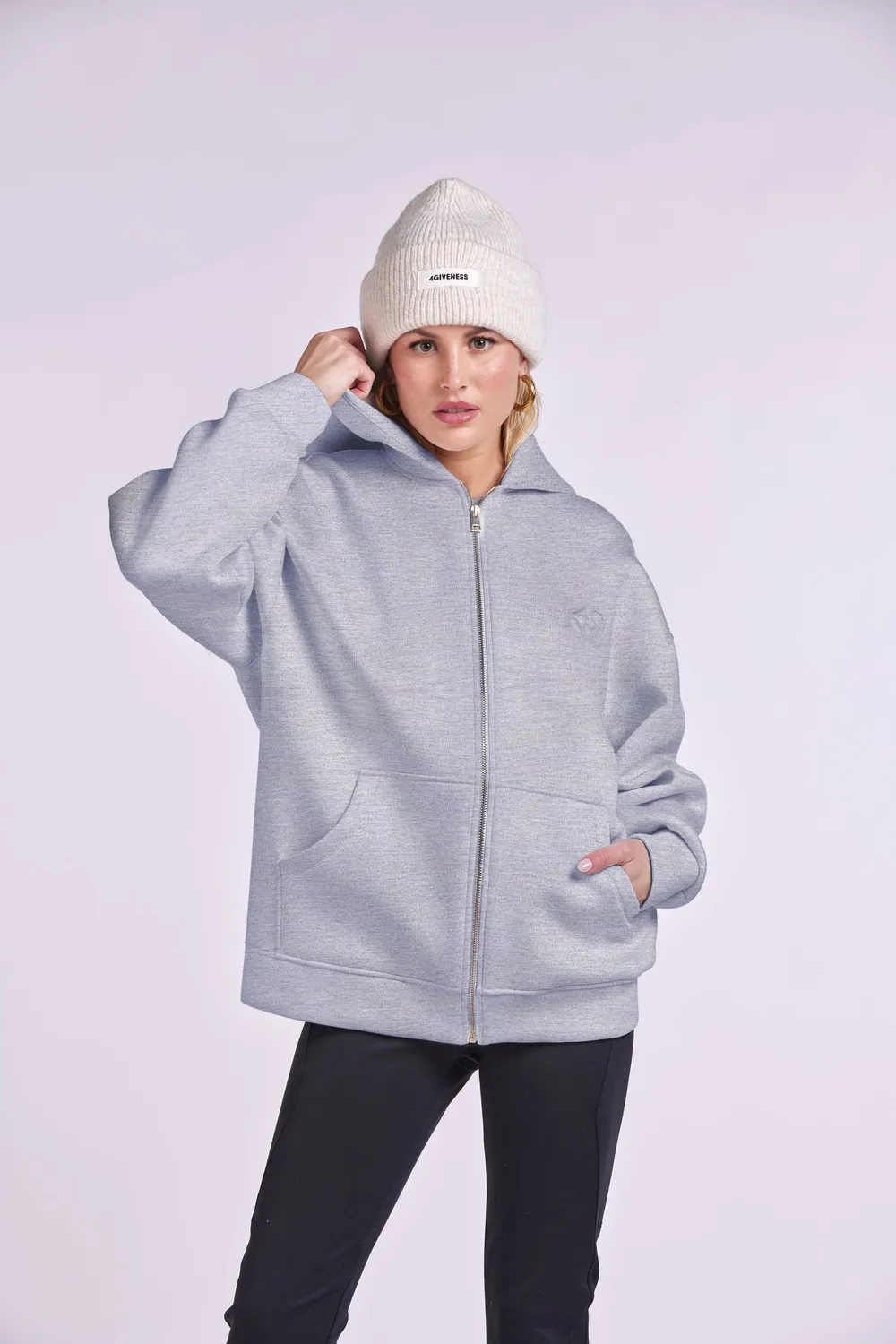 4Giveness 4GVS giacca zip cappuccio nera imbottita XS