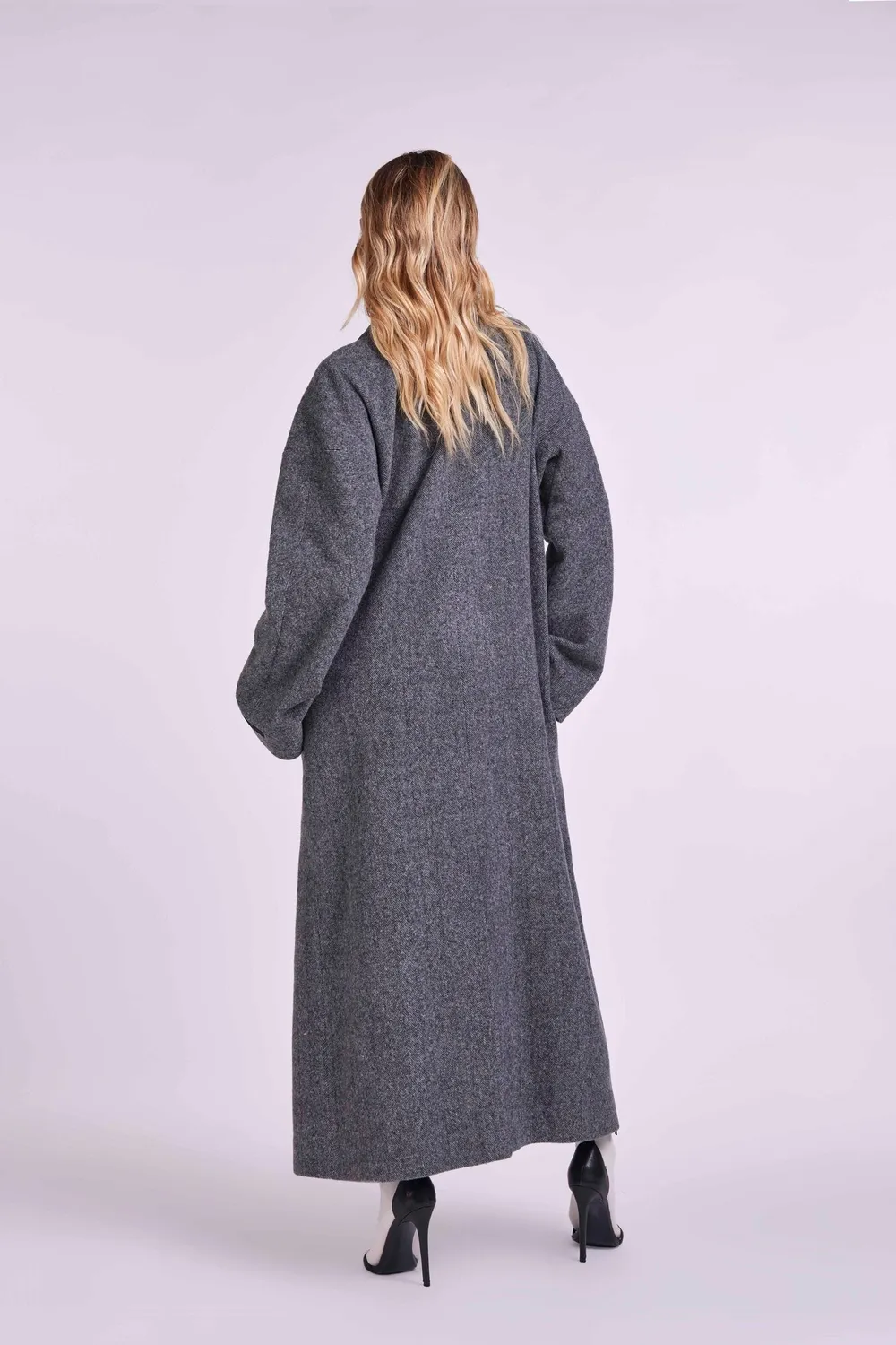 4 Giveness Cappotto Lungo Doppiopetto Lana Oversize