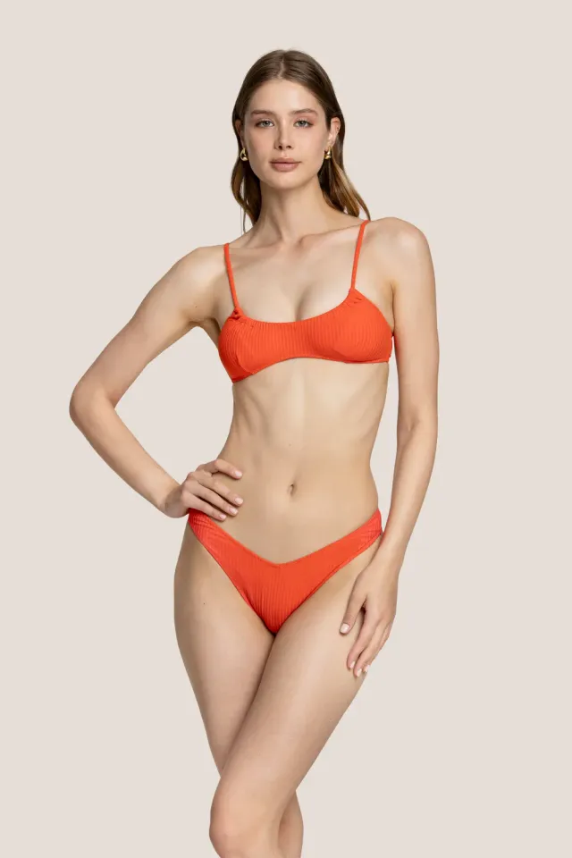 4 Giveness V Ribs Colour bikini top slip verde militare