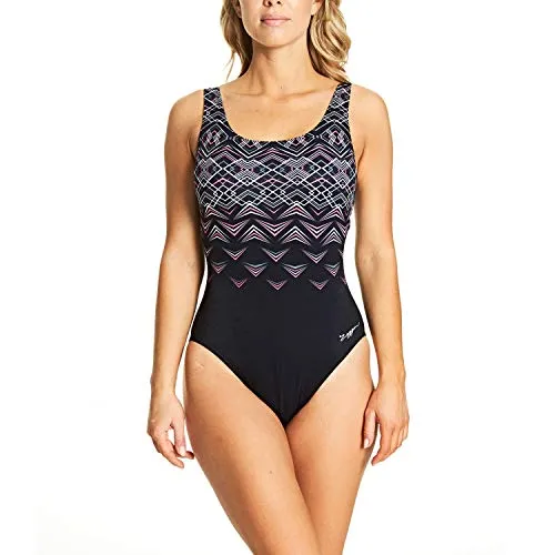 Zoggs Electric Scoopback Costume Donna 42 Nero Resistente