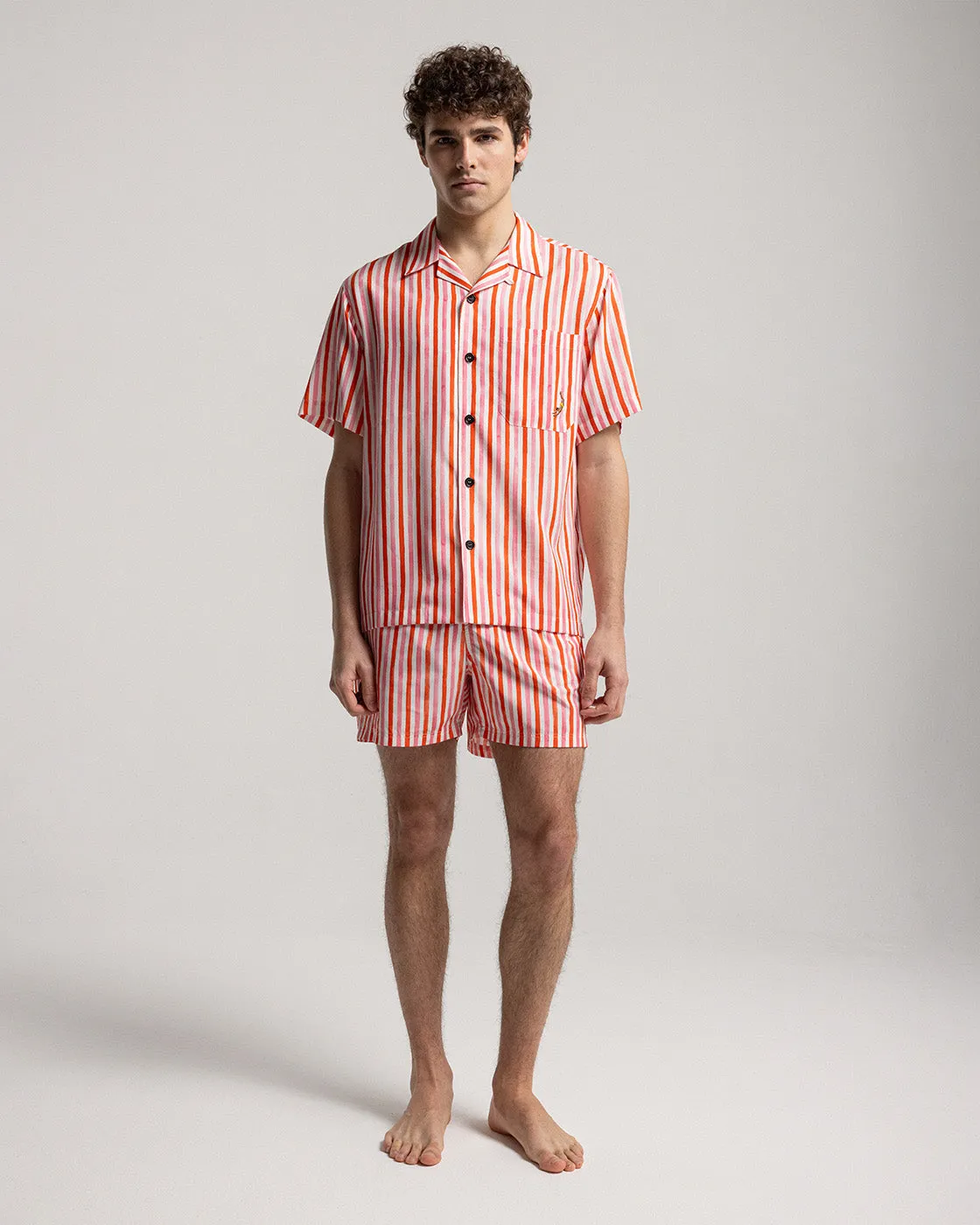 Mosso Sunwear Coral Wave camicia corallo a righe Tencel