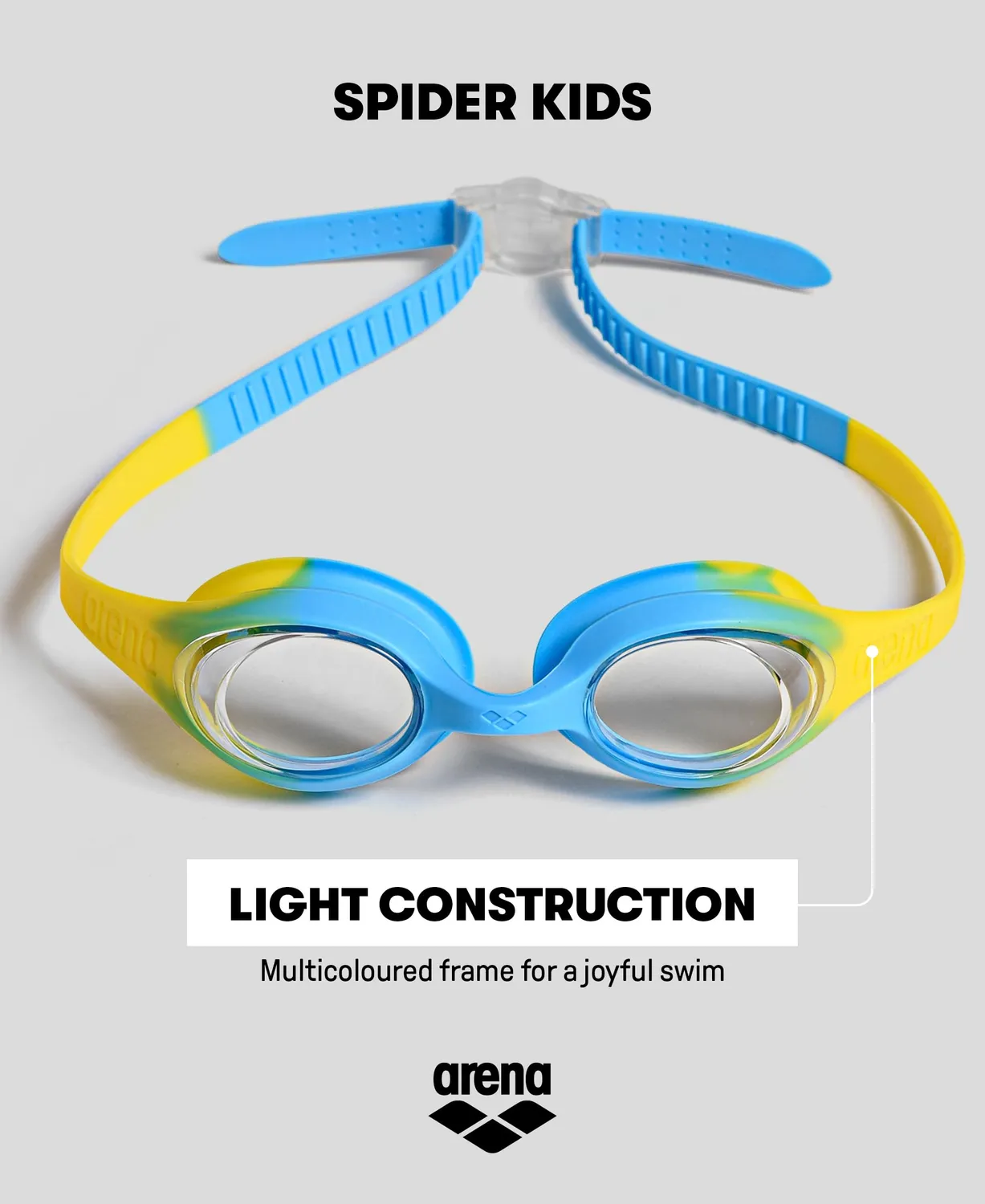 Arena Spider Kids occhialini nuoto lightblue-blue-blue antiappannamento