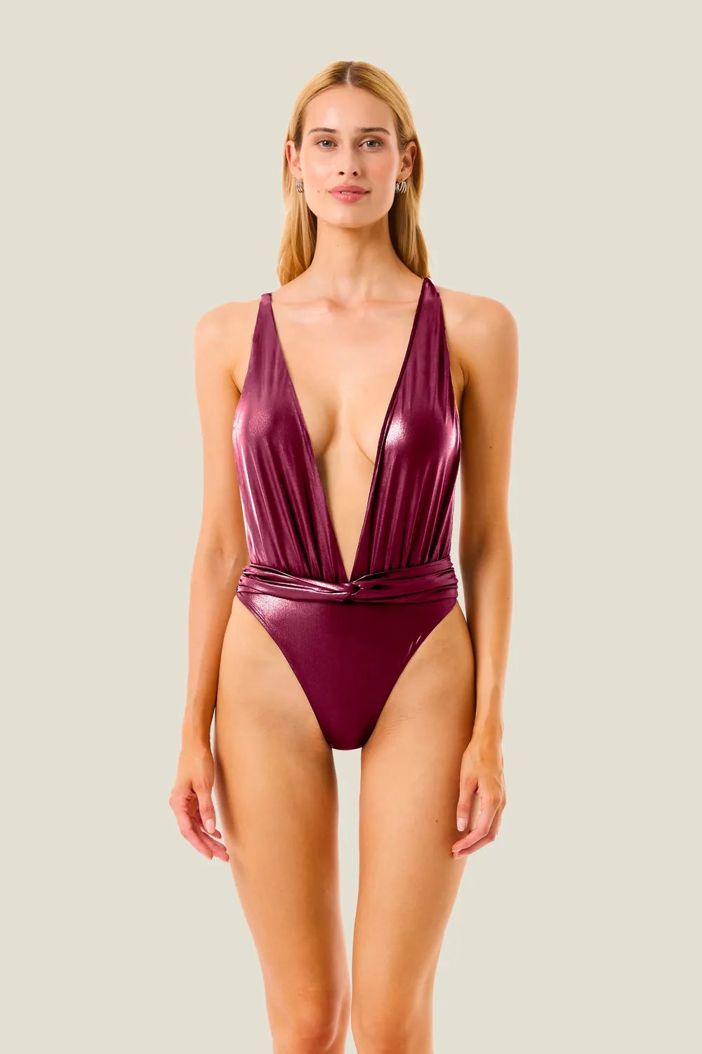 4 Giveness Metallic Touch Resort costume intero oro laminato
