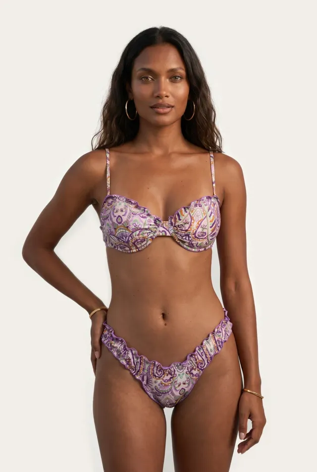 4 Giveness Paisley Bloom bikini balconcino e slip froufrou