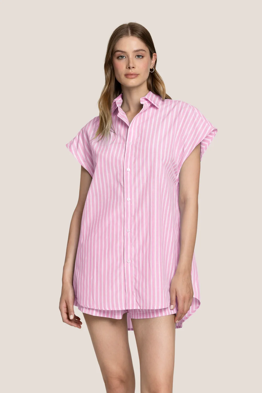 4 Giveness Vertical Lines mini dress righe azzurro
