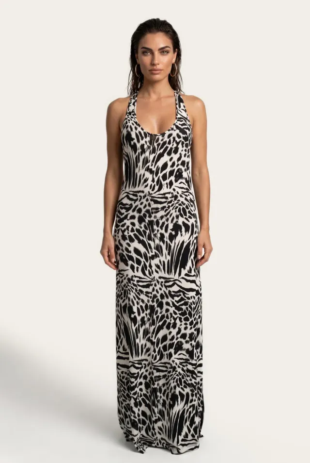 4 Giveness Melted Skin abito lungo var. unica animalier