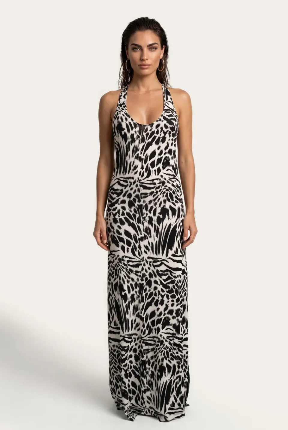 4 Giveness Melted Skin abito lungo var. unica animalier