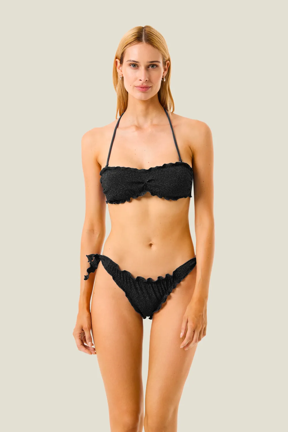 4 Giveness Color Lurex bikini fascia lurex fiocchi laterali