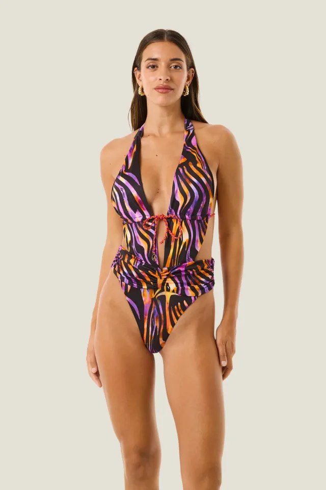 4Giveness Hypnotic Zebra costume intero scollato