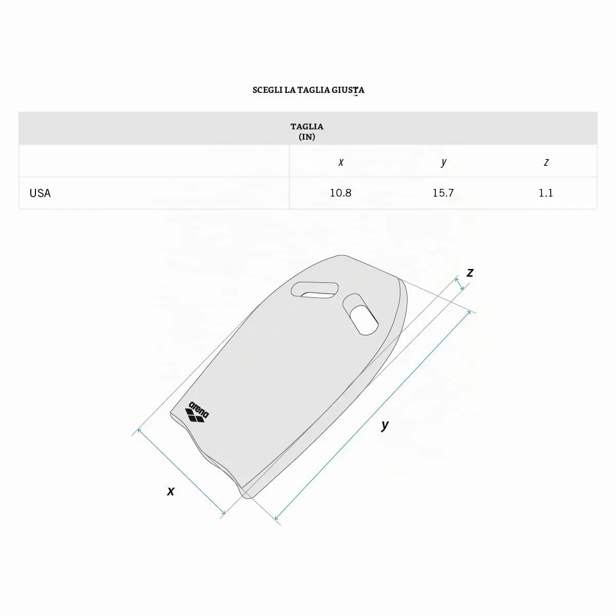 Arena Kickboard Tavoletta Nuoto Black-White Galleggiante EVA