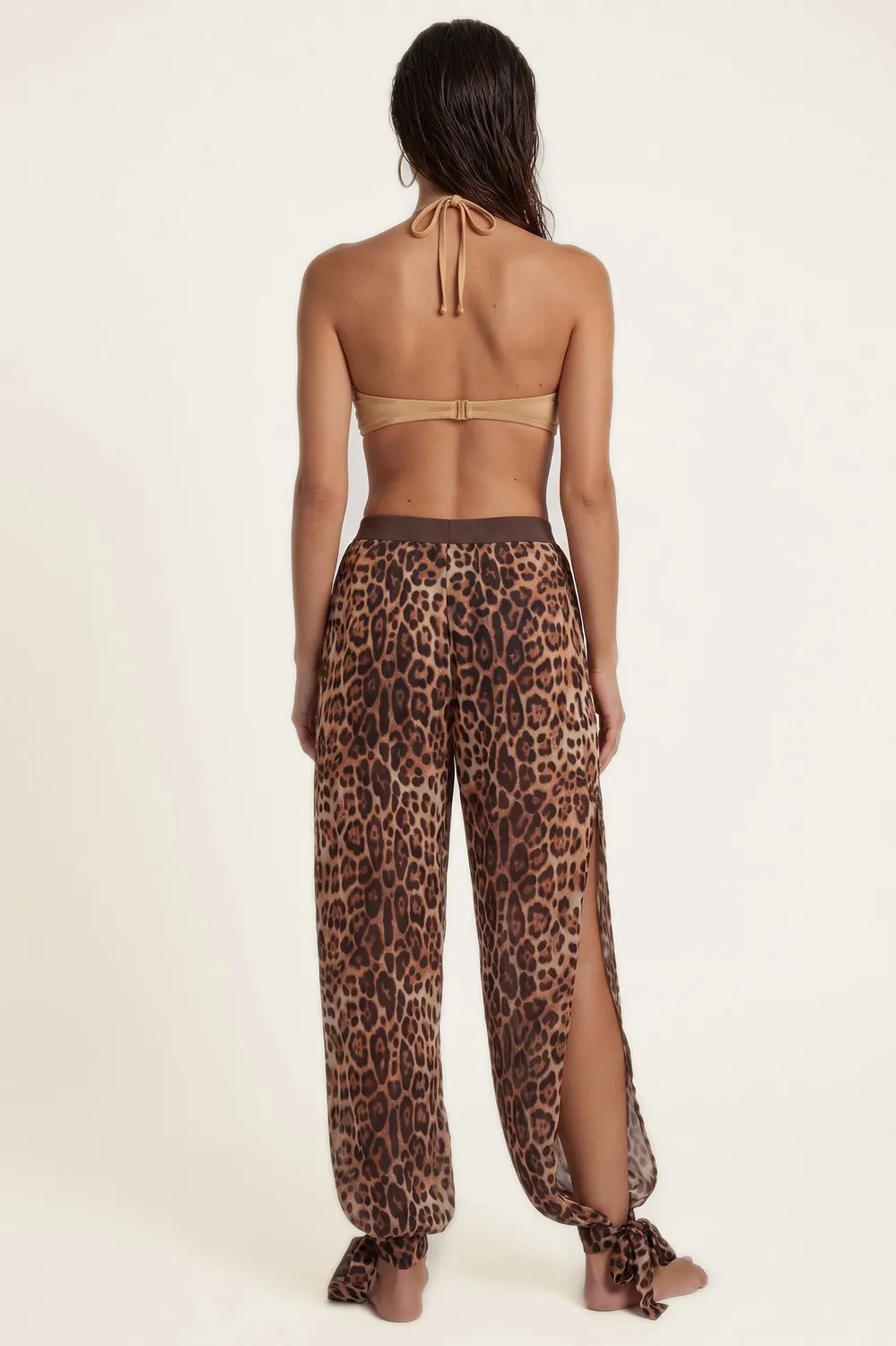 4 Giveness Leo Shiny pantalone leopardato fluido