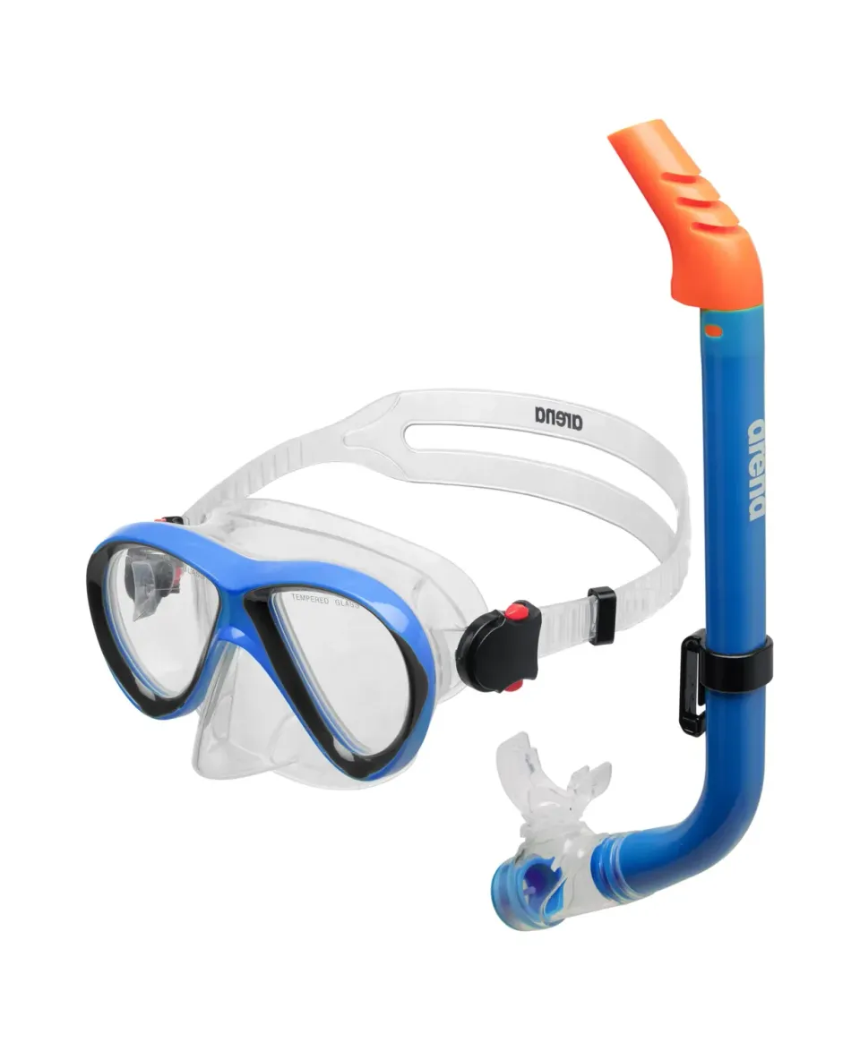 Arena Snorkel Mask Set Jr set snorkeling blu dry-top
