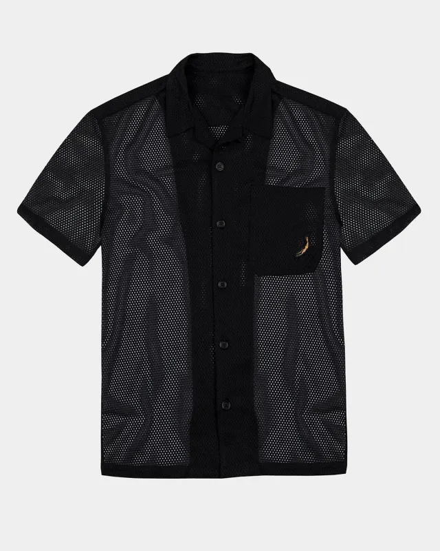 Mosso Sunwear camicia mesh nera manica corta