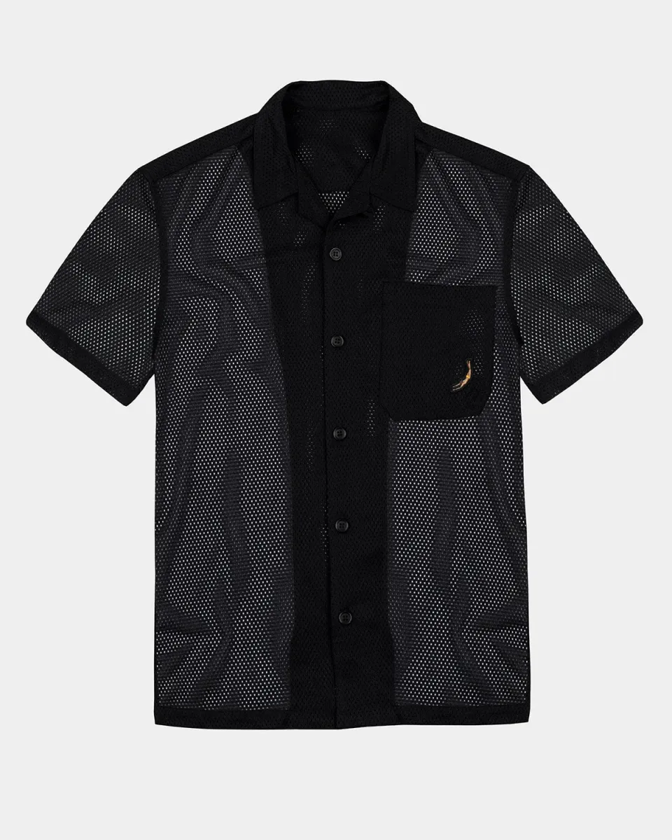Mosso Sunwear camicia mesh nera manica corta