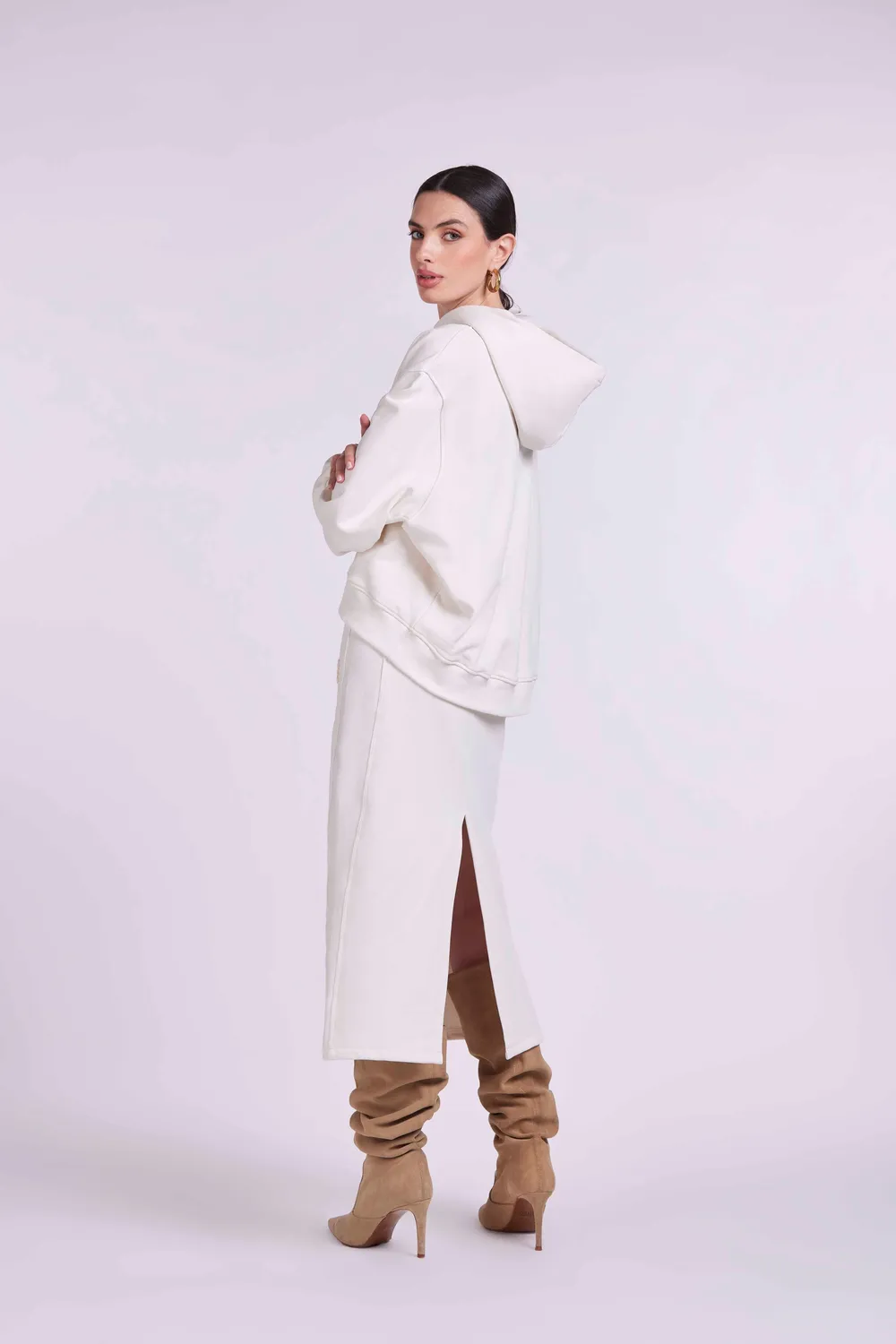 4 Giveness Hoodie Embroidery 4GVS felpa grigia cotone