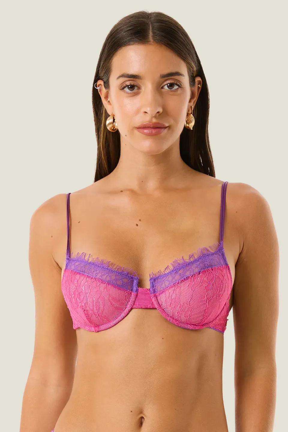 4 Giveness Lace Balcony reggiseno fucsia-viola pizzo