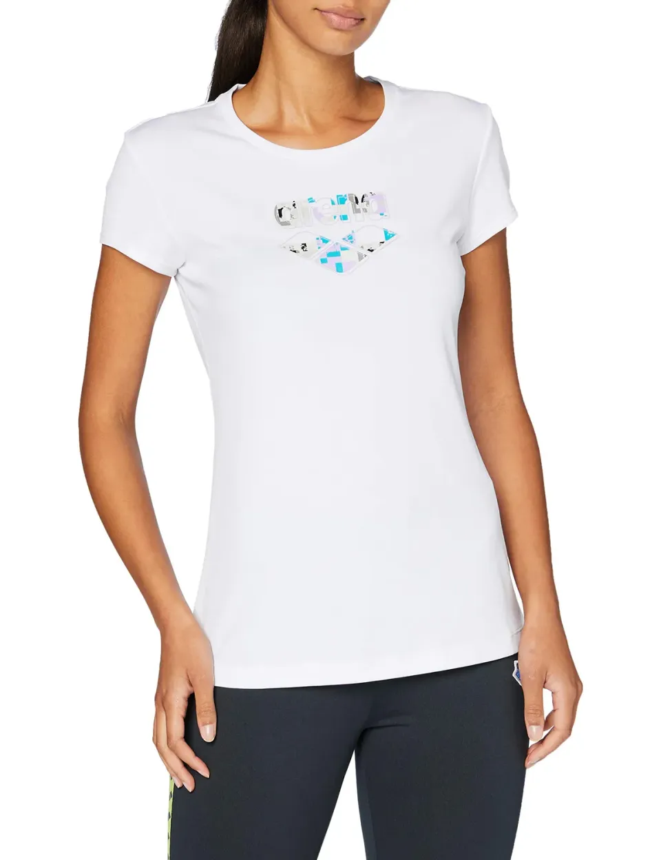 Arena Gym Logo maglietta donna bianco riga iridescente XS