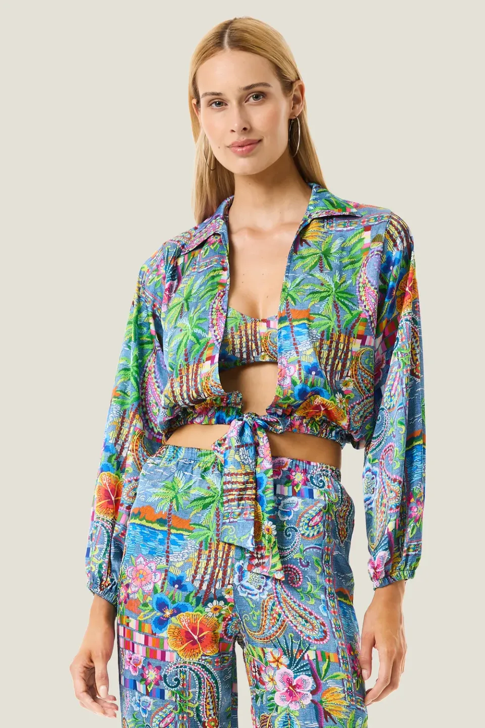 4 Giveness Mexican camicia crop denim scollo V