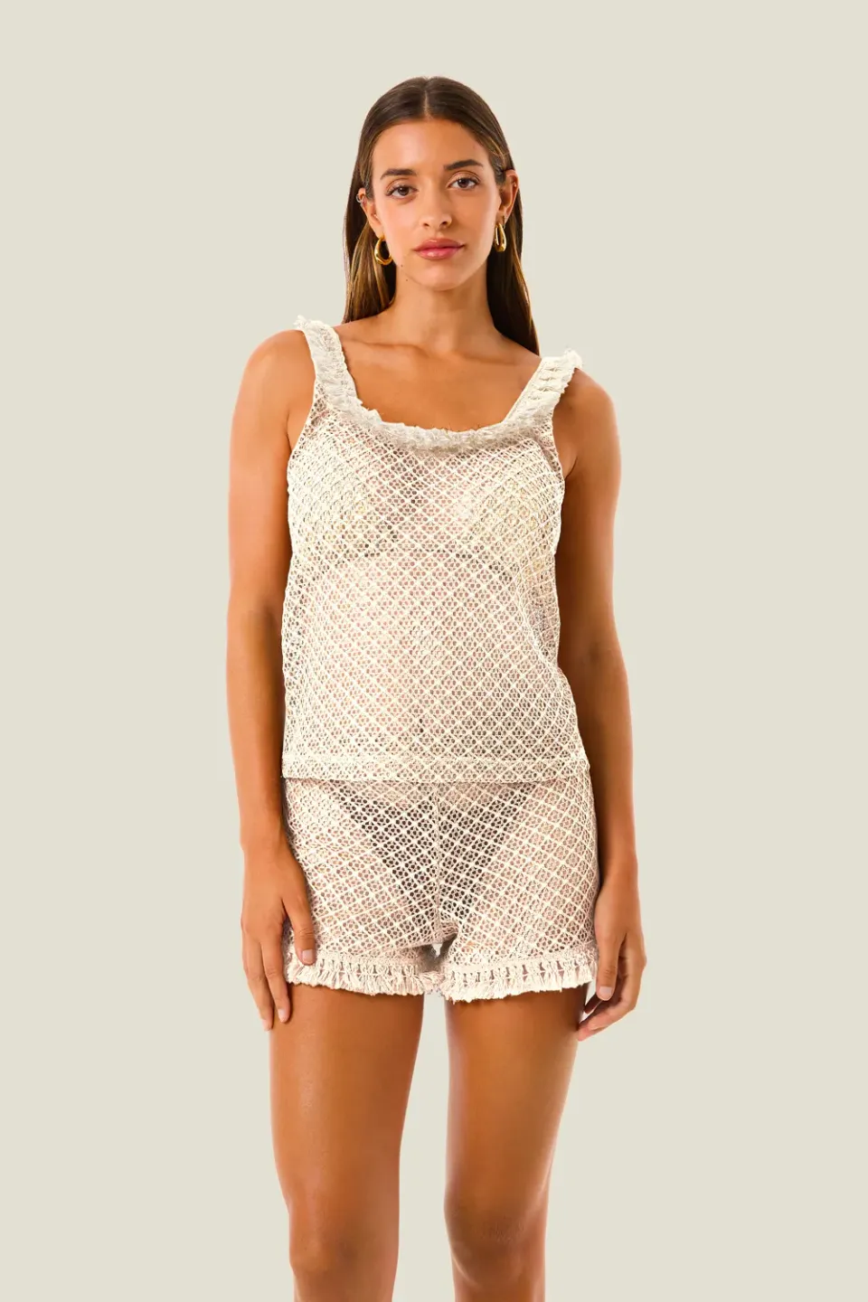 4 Giveness Natural Mesh shorts rete ecru leggeri