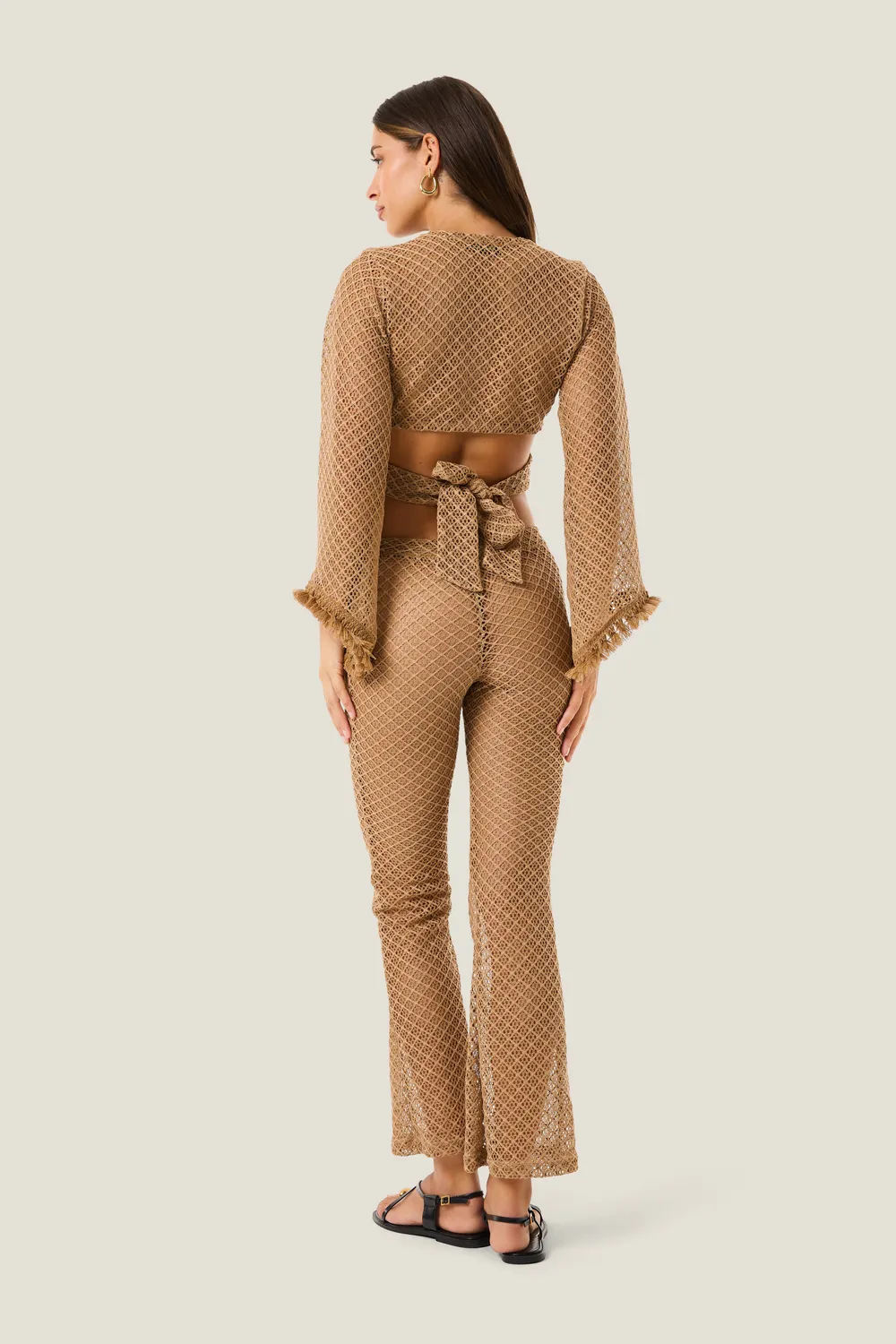 4 Giveness Natural Mesh pantalone nero traforato