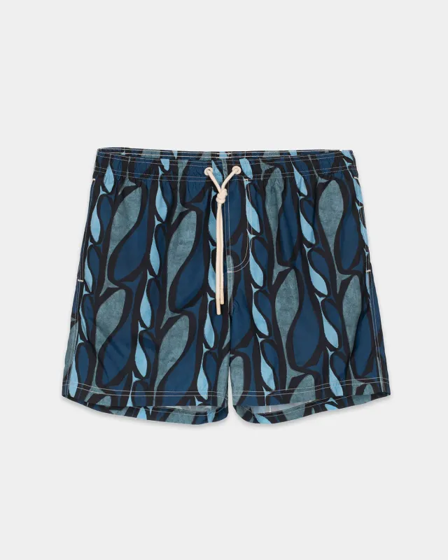 Mosso Sunwear Blue Pesci costume boxer mare blu nylon riciclato