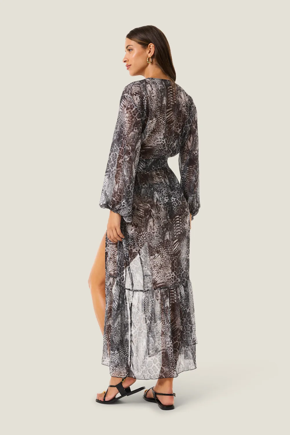 4 Giveness Animalier Resort kimono lungo maculato
