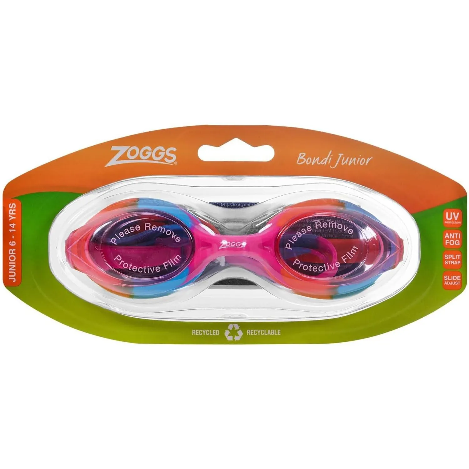 Zoggs Bondi occhialini nuoto bambini rosa tinta 6-14 anni