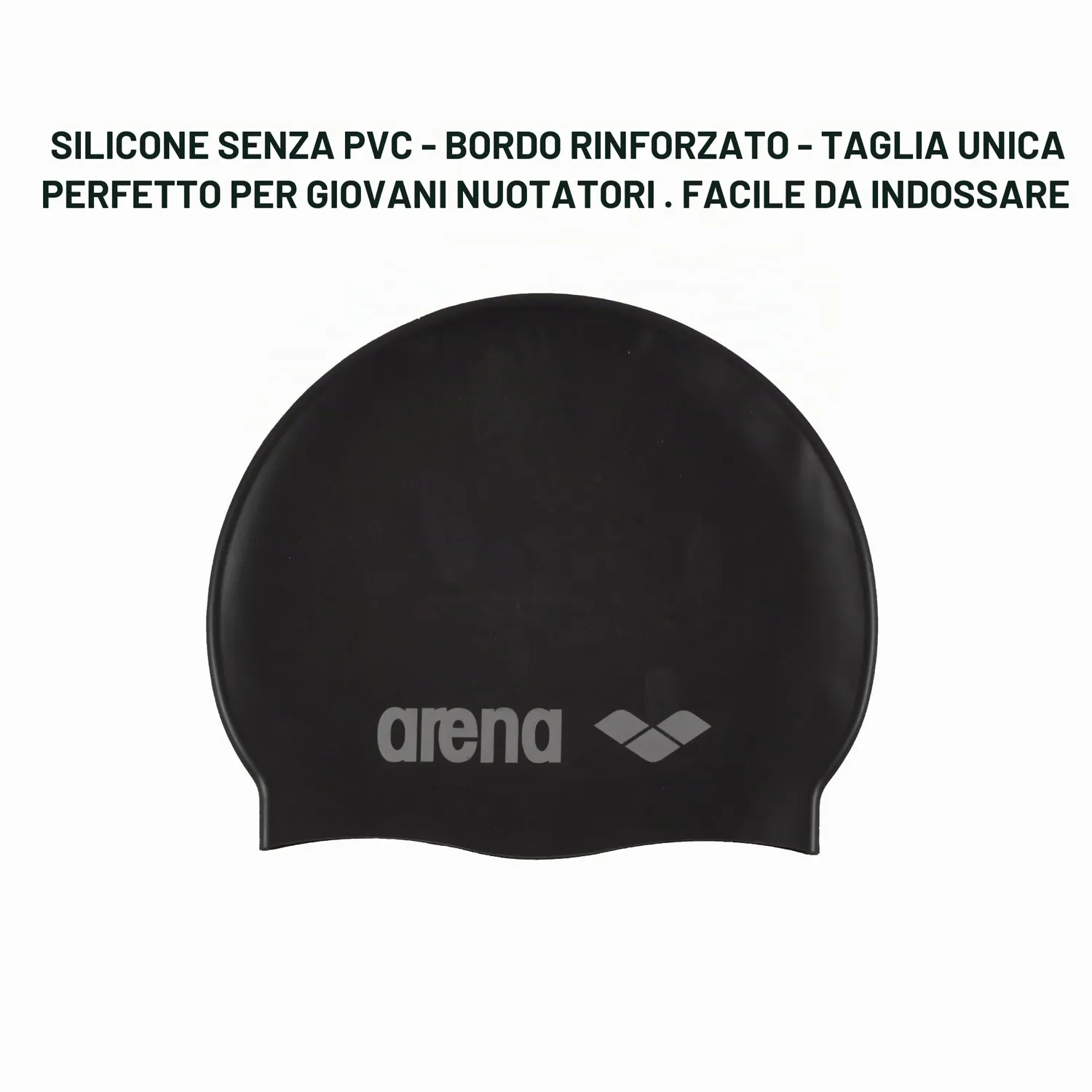 Arena Classic Silicone Junior cuffia nuoto silicone black-silver