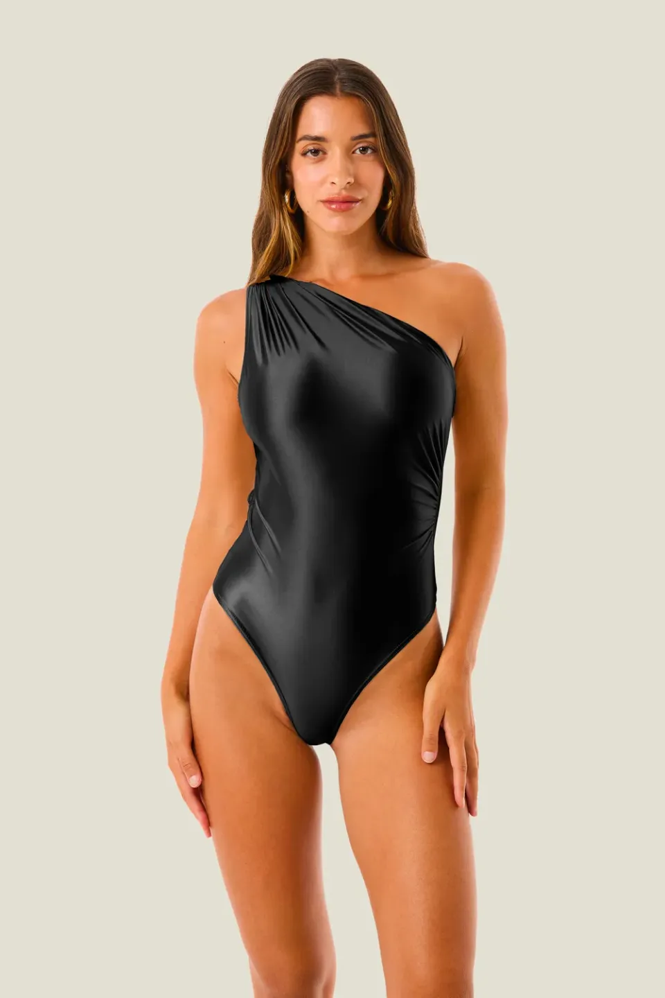 4 Giveness Drappeggiato Lurex Gloss body monospalla nero
