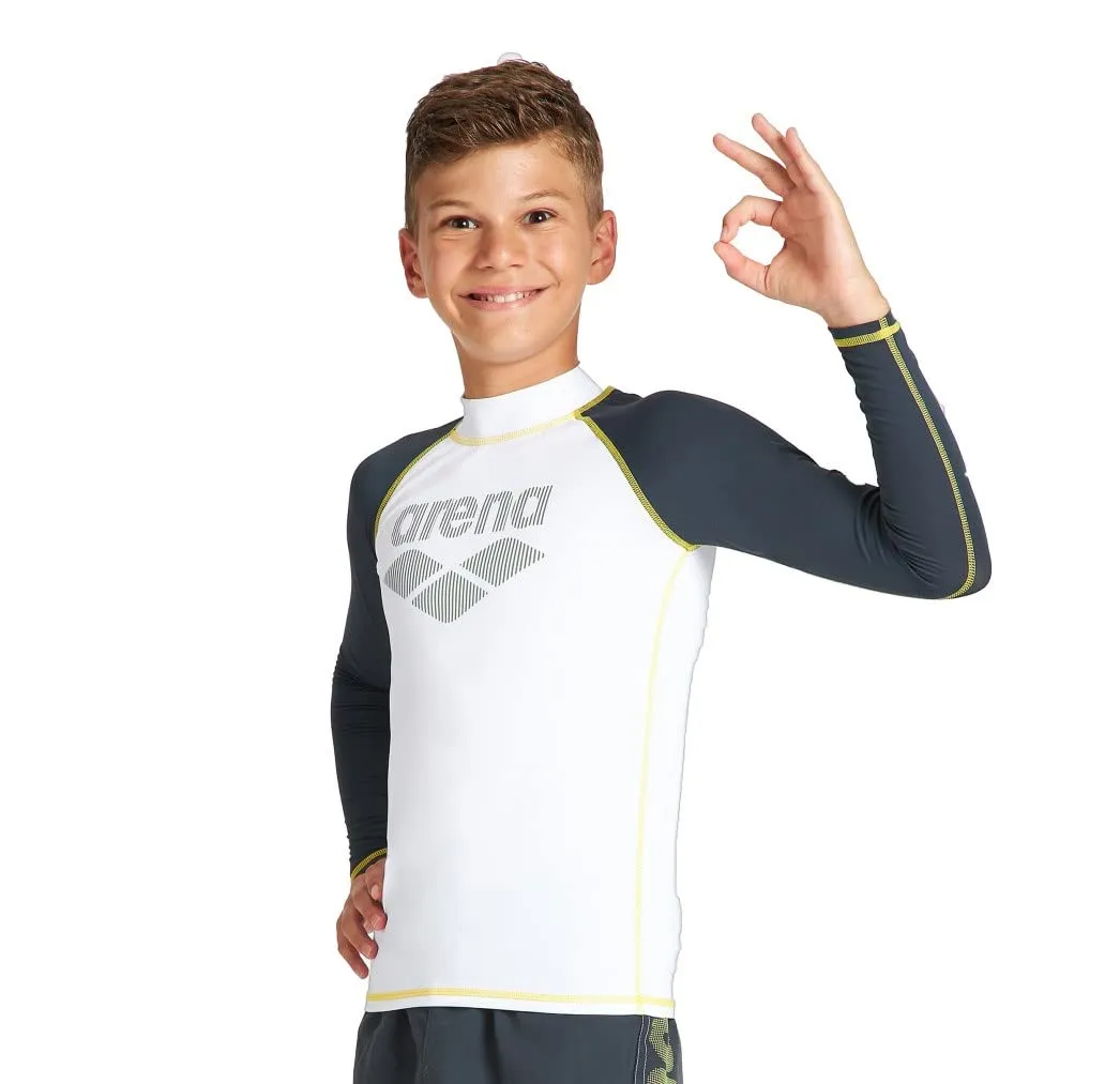 Arena Rash Vest ML Bambino 8-9 Bianco Protezione UV Mare