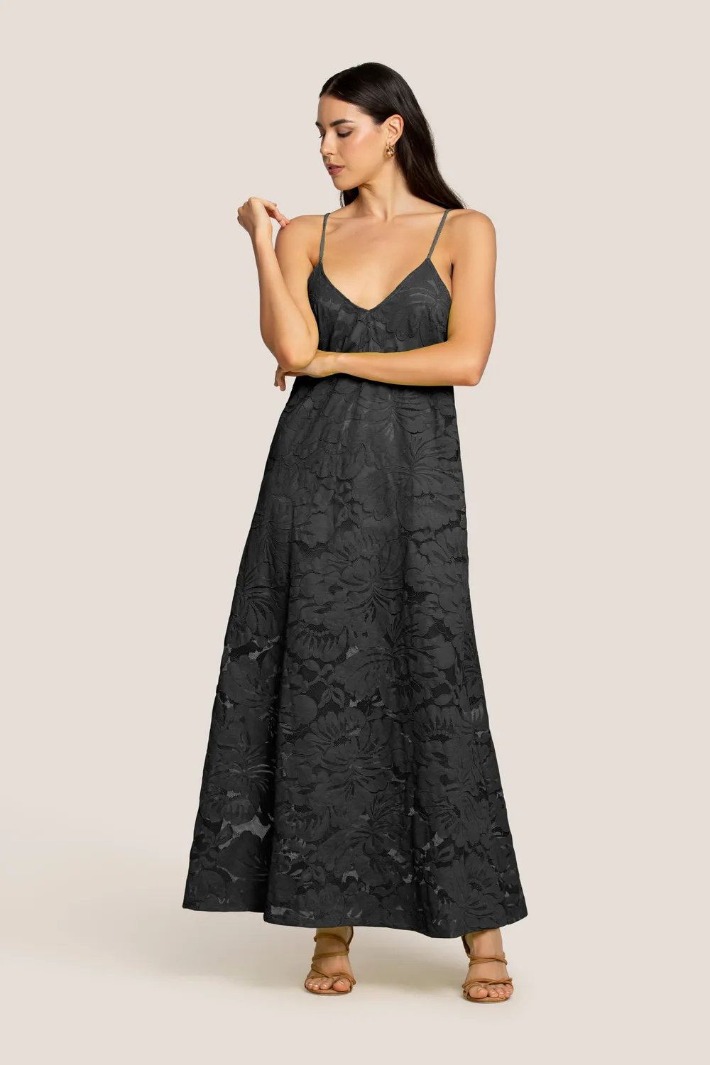 4 GIVENESS Blossom Lace abito lungo verde pizzo