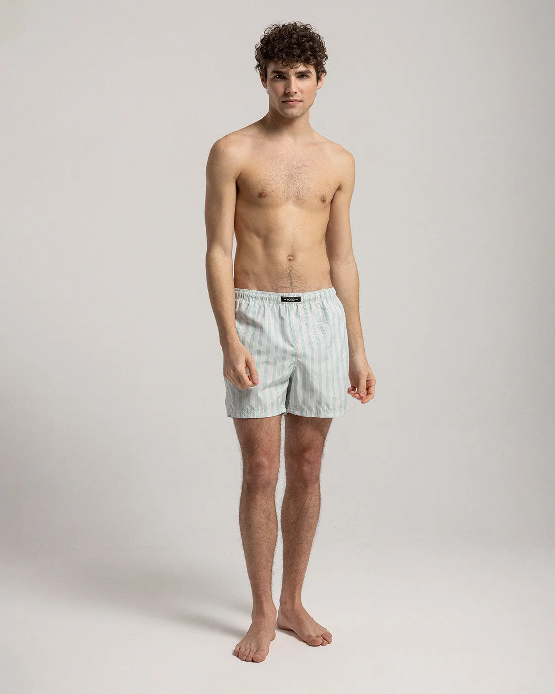 Mosso Sunwear Stripes boxer mare verde a righe con rete