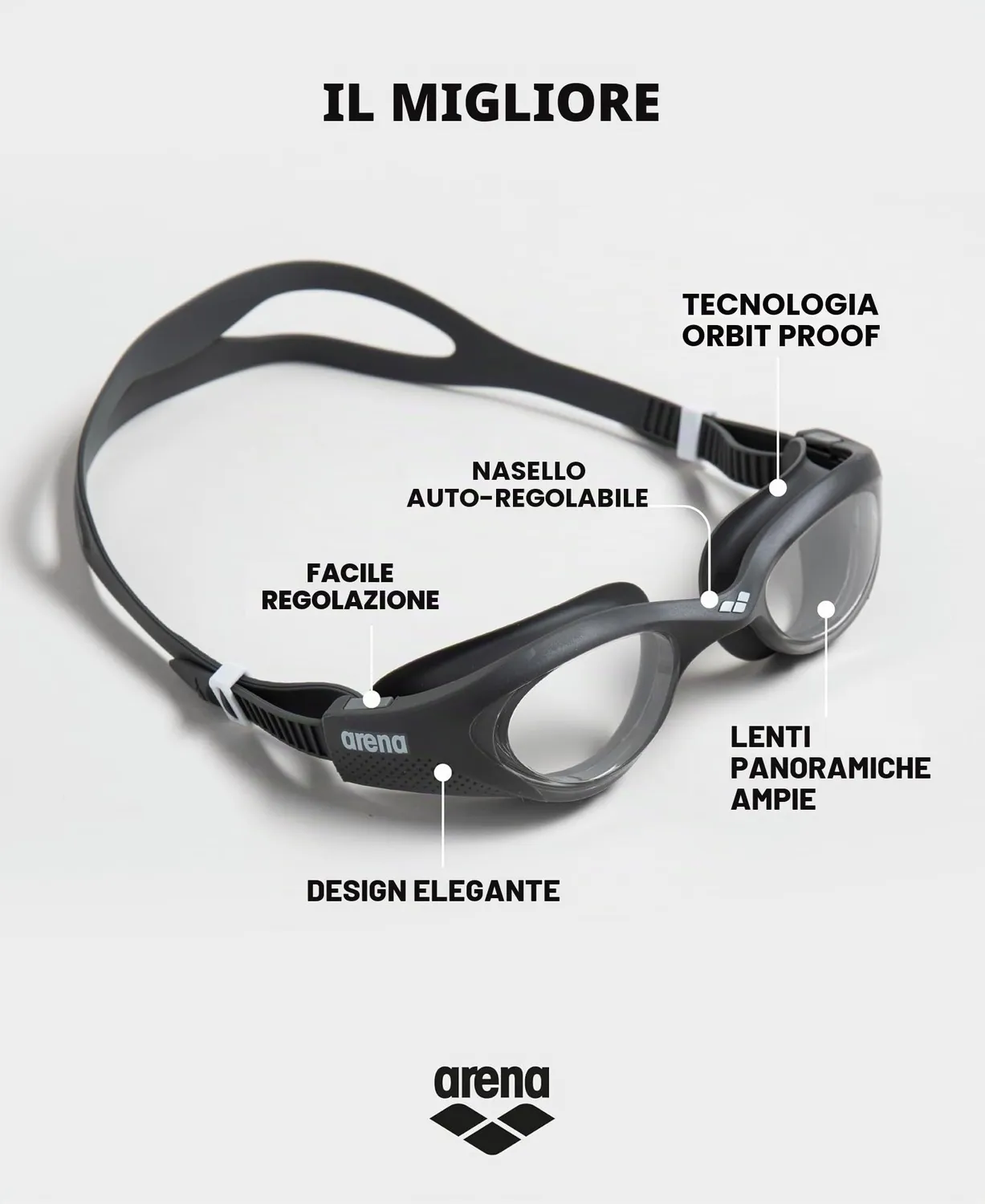 Arena The One occhialini nuoto smoke-green antiappannamento