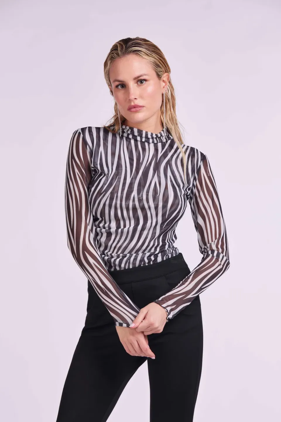 4Giveness Maglia Lupetto Tulle Rossa Manica Lunga Elasticizzata