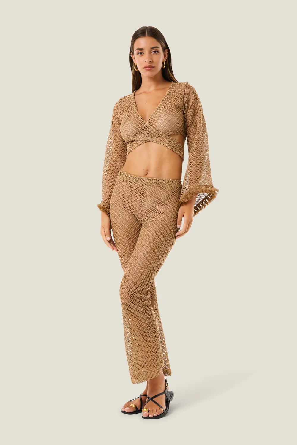 4 Giveness Natural Mesh pantalone nero traforato