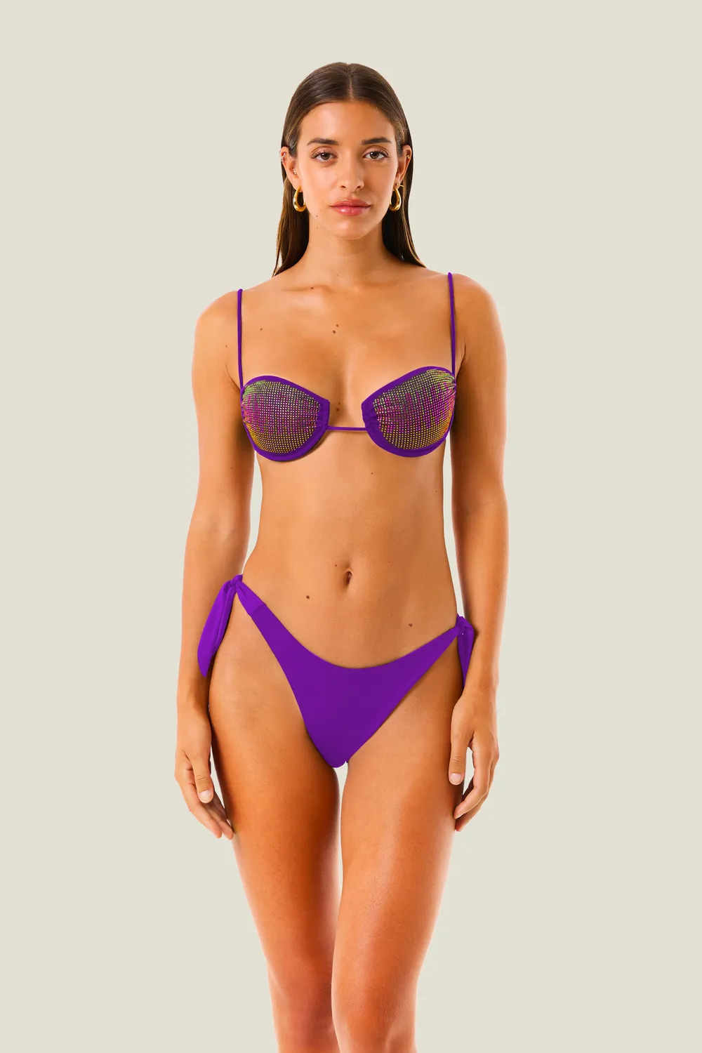 4 Giveness Sparkling Summer bikini balconcino nero con strass