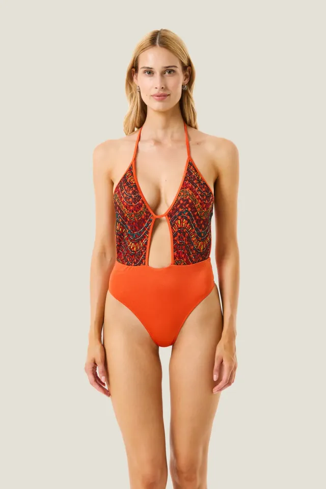 4 Giveness Kenya costume intero rete scollatura profonda