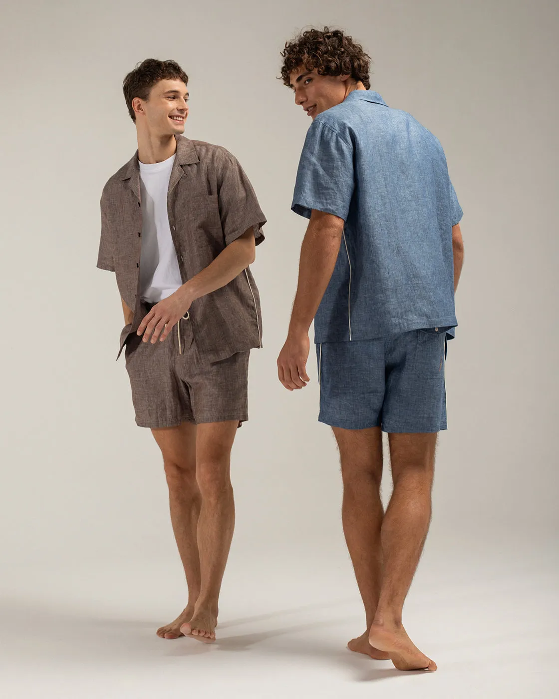 Mosso Sunwear Pantelleria camicia lino blu manica corta